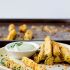 Crispy baked tortilla chip crusted zucchini