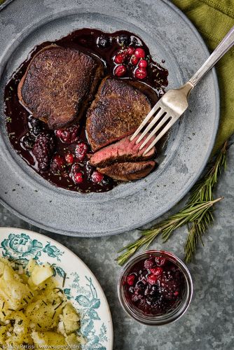 Venison Steak with Port and Red Berry Sauce