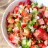 Watermelon, strawberry and tomatillo salad