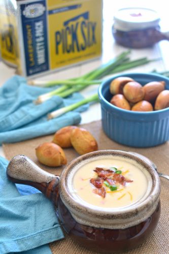 White cheddar and beer cheese soup