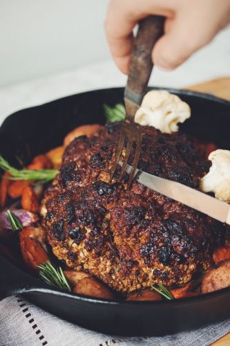 Whole Roasted Cauliflower Skillet