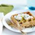 Wholewheat Chive Waffles With Poached Egg