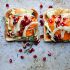 Avocado toast with persimmon pomegranate and fennel