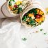 Sweet potato, hummus, greens and egg wrap