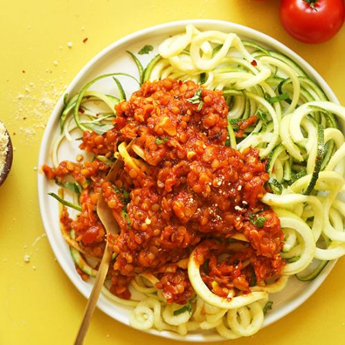 Zucchini Noodle Pasta with Lentil Bolognese