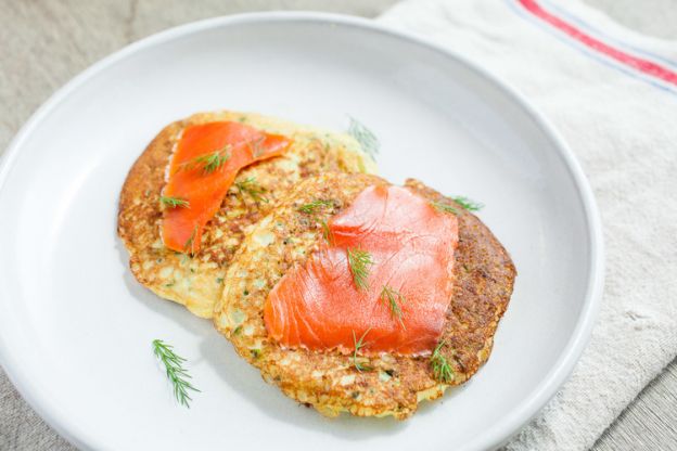 Zucchini Pancakes with Smoked Salmon