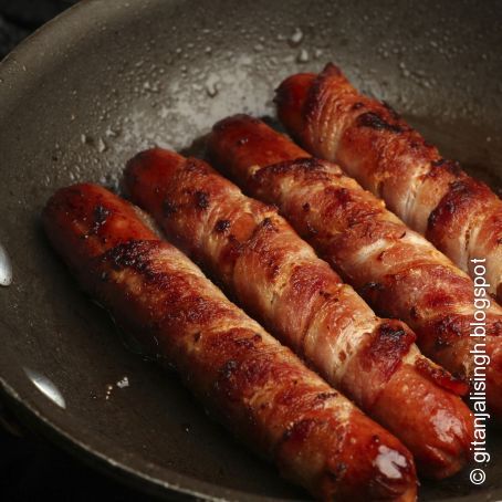 Bacon wrapped Hot dogs