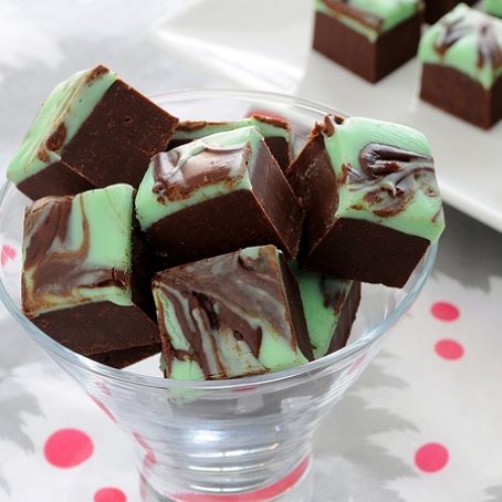 Marbled Mint Chocolate Fudge