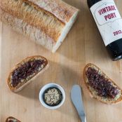 Bruschetta with Port-Caramelized Onions, Blue Cheese, and Pecans