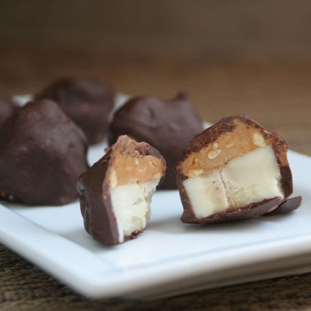 Chocolate Covered Frozen Banana and Peanut Butter Bites