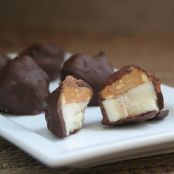 Chocolate Covered Frozen Banana and Peanut Butter Bites