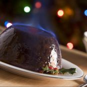 Mom's Boozy Plum Pudding with Hard Sauce