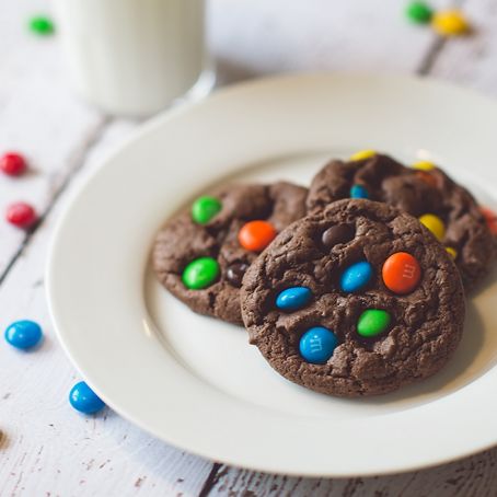 Chocolate M&M's cake mix cookies