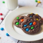 Chocolate M&M's cake mix cookies
