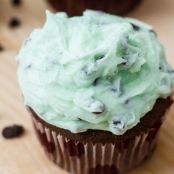 Brownie Cupcakes with Mint Chocolate Chip Frosting