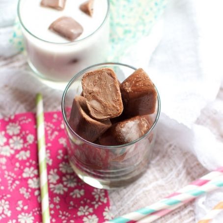 Milk With Hot Chocolate Ice Cubes