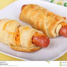 Crescent roll hot dog roll ups with cheese