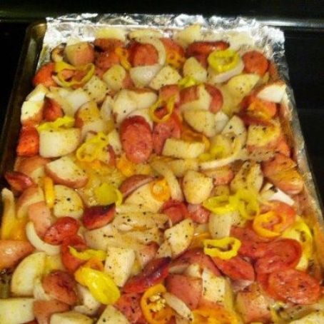 Oven-Roasted Sausage, Potatoes, and Peppers