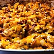 Spicy Buffalo Chicken Loaded Baked Potato Casserole