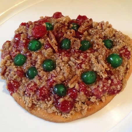 Christmas- Style Cherry-Walnut Crunch Dessert Naan Pizza