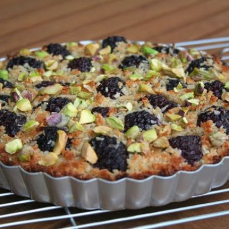 blackberry and coconut macaroon tart