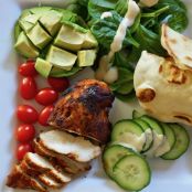 Tandoori chicken salad with mint garlic buttermilk dressing