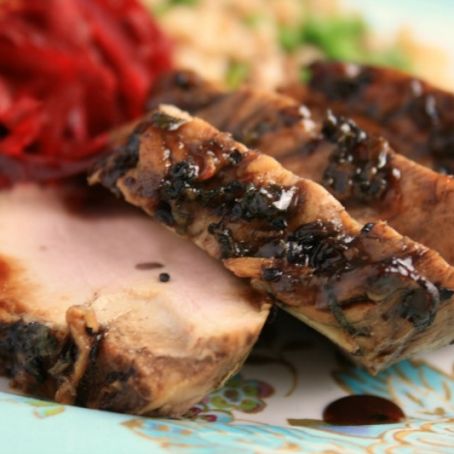 Grilled Pork Tenderloin Glazed with Bourbon and Molasses