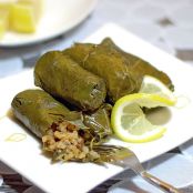 Meatless grape leaves stuffed with lemon