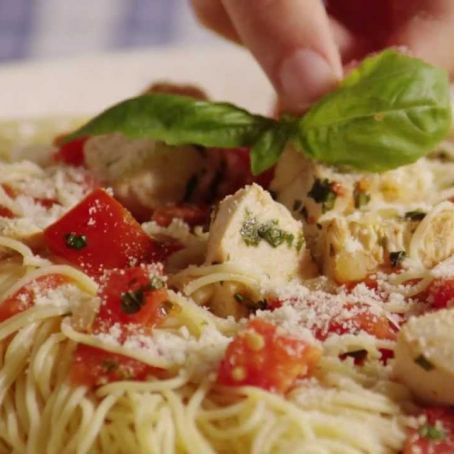 Basil Chicken over Angel Hair