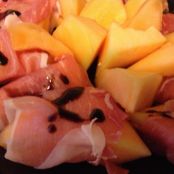 Prosciutto Wrapped Melon with Bourbon Balsamic Sauce