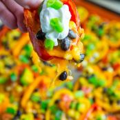 Mini Pepper Nachos with Corn, Black Beans and Avocado