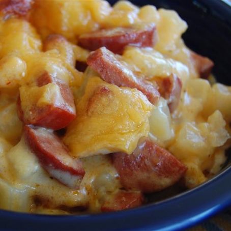 Cheese Potatoes and Smoked Sausage Casserole