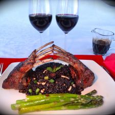 Lovers Balsamic Glazed Rack of Lamb with Forbidden Rice and Grilled Asparagus