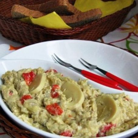 RETETA SALATA DE VINETE CU CIUPERCI, ARDEI COPT SI MAIONEZA