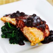 Baked Salmon with Blueberry Sauce