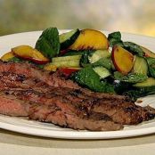 Skirt Steak with Peach Cucumber Salad