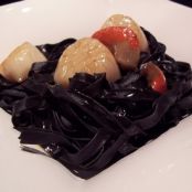 Scallop and Squid ink tagliatelle with Vermouth Sauce