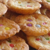 White chocolate cookies with Smarties