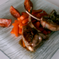 Lamb chops and carrots with orange