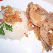 Quail with raisins and bacon