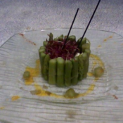 Green asparagus and goat cheese olive oil