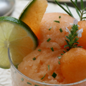 Melon Sorbet with lime and rosemary