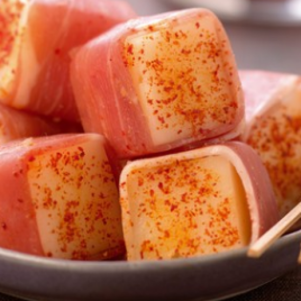 Ham wrapped Cheese Skewers with Espelette Pepper