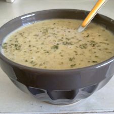 Creamy Lentils, Potatoes, Goat Cheese Soup