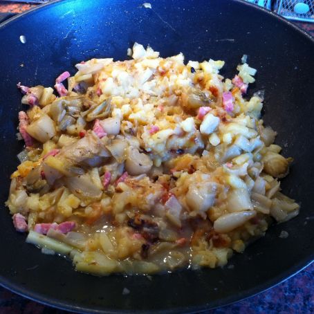 Stir-fried Endives, Potatoes and Bacon