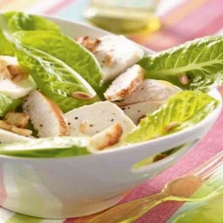 Chicken Caesar salad with goat cheese