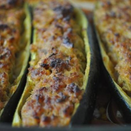 Zucchini stuffed with ground beef