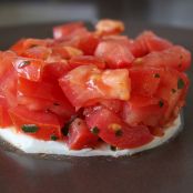 Tomato Basil Tartare on a Bed of Mozzarella