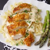 Crispy Chicken with Creamy Italian Sauce and Bowtie Pasta