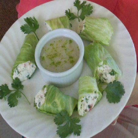 Creamy Crab Lettuce Wraps with Coconut-Lime Dip